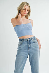 Scalloped Edge Ribbed Knit Cami Mable Periwinkle S
